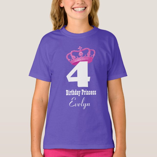 Camiseta 4to Princesa real Pink Crown del chica del (Anverso)