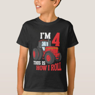 Camiseta 4to. Tractor de cumpleaños amante de niño de 4 a