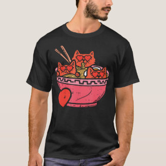Camiseta 500 gatos del corazón fideos Ramen Anime Cute Vale