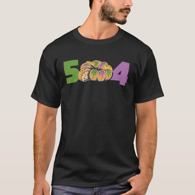 Camiseta 504 Mardi Gras King Cake New Orleans Parade Carniv (Anverso)