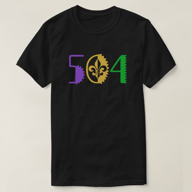 Camiseta 504 Mardi Gras Nueva Orleans Louisiana La state (Diseño del anverso)