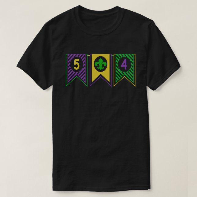 Camiseta 504 Mardi Gras Nueva Orleans Louisiana La state (Diseño del anverso)