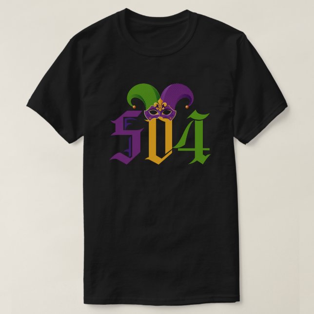 Camiseta 504 Mardi Gras Nueva Orleans Louisiana La state (Diseño del anverso)