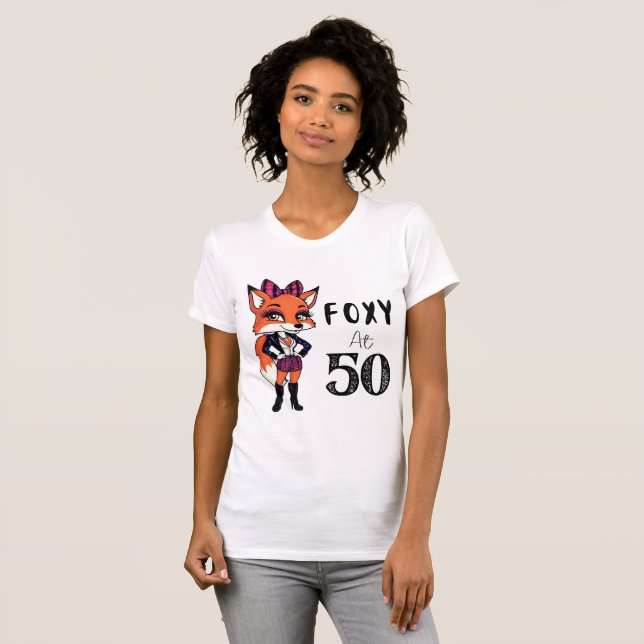 Camiseta 50.ª Fiesta de Cumpleaños Foxy En 50 Scottish Fox  (Anverso completo)