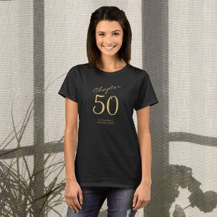Camiseta 50.ª Fiesta de Cumpleaños Guión de Oro Negro