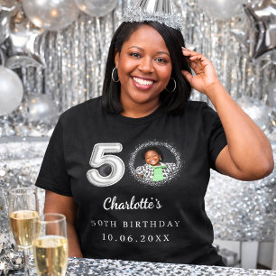 Camiseta 50.ª foto de plata negra