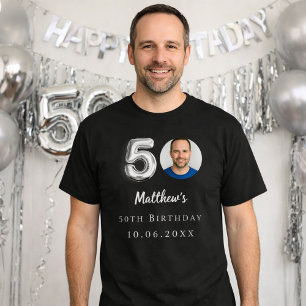 Camiseta 50.ª foto de plata negra