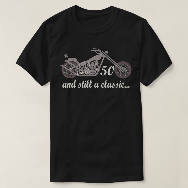 Camiseta 50.ª motocicleta de cumpleaños cosecha de 50 años (Diseño del anverso)