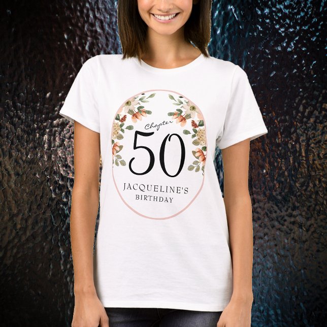 Camiseta 50.ª Vintage Floral (Our elegant 50th Birthday Vintage Floral t-shirts from Zazzle can transform your party's atmosphere )