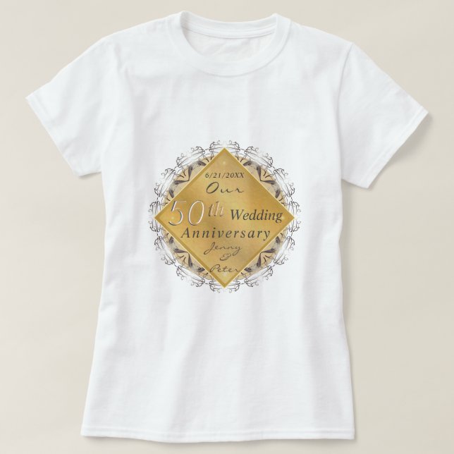 Camiseta 50.º aniversario Boda Ochre de oro (Diseño del anverso)