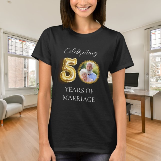 Camiseta 50.º aniversario de boda foto de oro negro (Subido por el creador)