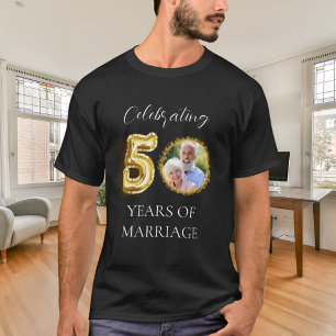 Camiseta 50.º aniversario del boda foto hombres de oro negr