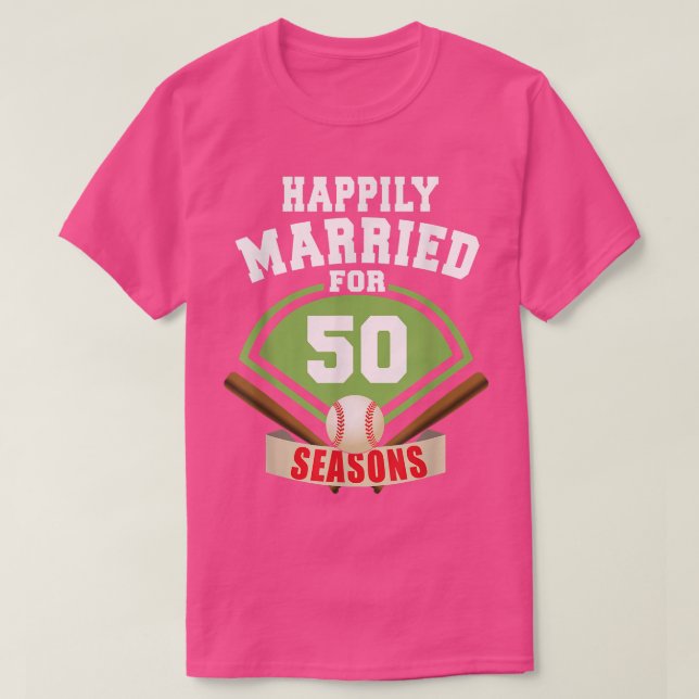 Camiseta 50.º Aniversario del Boda Pareja de Béisbol  (Diseño del anverso)