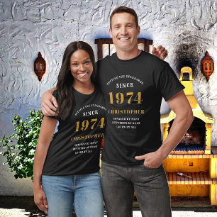 Camiseta 50.º cumpleaños 1974 Añadir nombre Fiesta de oro n