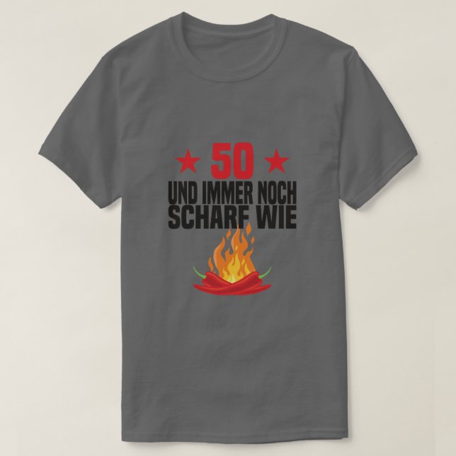 Camiseta 50.º cumpleaños 50 Chili caliente (Diseño del anverso)