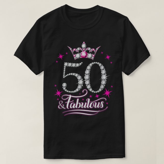 Camiseta 50.º Cumpleaños. 50 y fabulosas mujeres, damas (Diseño del anverso)