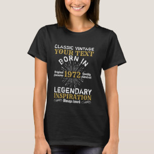 Camiseta 50.º cumpleaños Añadir tu nombre nacido en 1972