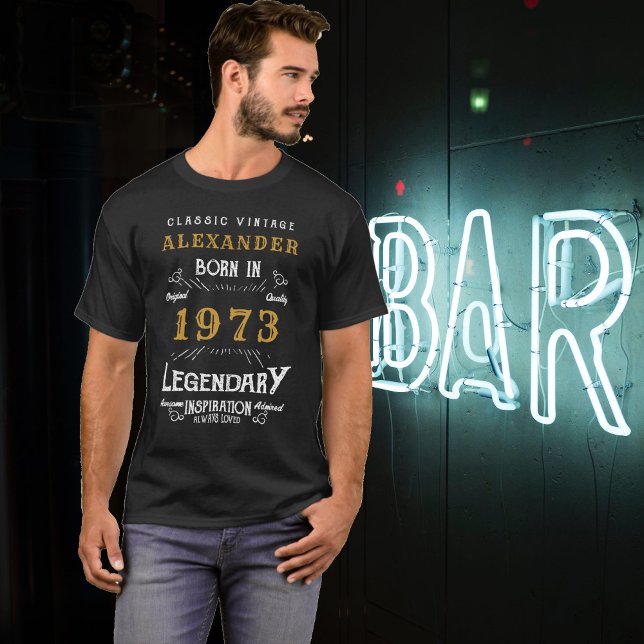Camiseta 50.º cumpleaños Añadir tu nombre nacido en 1973 le (Subido por el creador)