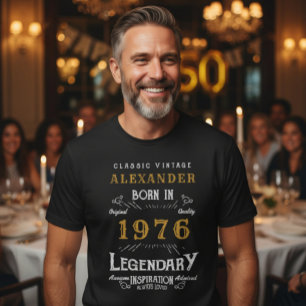 Camiseta 50.º cumpleaños Añadir tu nombre nacido en 1976 le