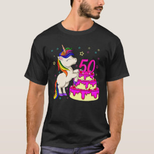 Camiseta 50.º cumpleaños de unicornio sobre el pastel de ar