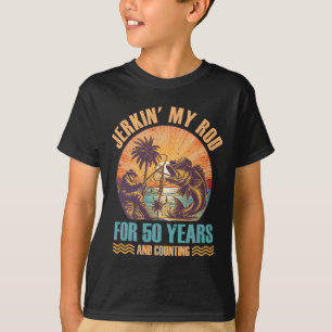 Camiseta 50.º Cumpleaños Del Pescador Jerkin' Mi Rod 50 Año