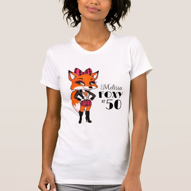 Camiseta 50.º cumpleaños Escocia Tartán Fox | Foxy A Los 50 (Anverso)