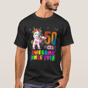 Camiseta 50.º Cumpleaños Gracioso Unicorn Dabbing 50 Awe