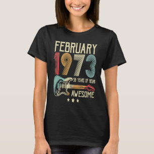 Camiseta 50.º cumpleaños Guitarra retro febrero 1973 50 año