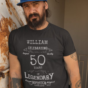 Camiseta 50.º Cumpleaños Hombres Personalizados Gris Platea