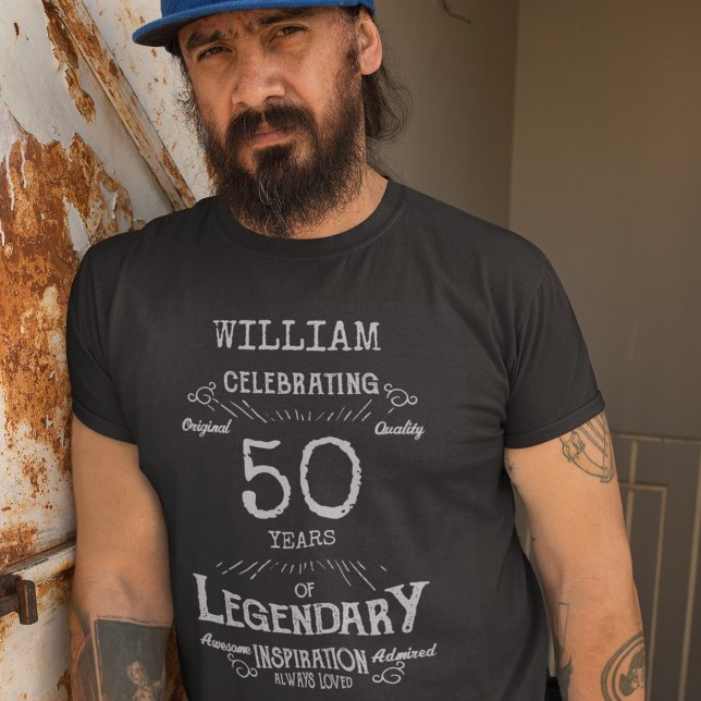 Camiseta 50.º Cumpleaños Hombres Personalizados Gris Platea (Subido por el creador)