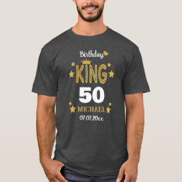 Camiseta 50.º cumpleaños Rey Purpurina de oro Personalizado