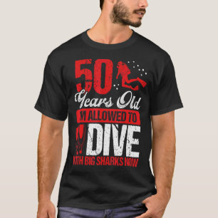 Camiseta 50.º cumpleaños Scuba Buceando Gran Tiburón Bucead