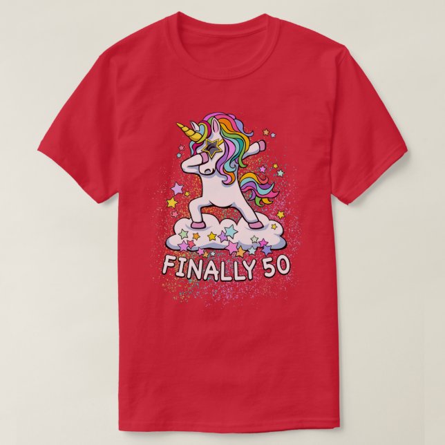 Camiseta 50.º natación fresca de unicornio (Diseño del anverso)