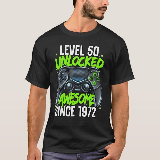 Camiseta 50.º nivel de juego de cumpleaños 50 desbloqueado  (Anverso)