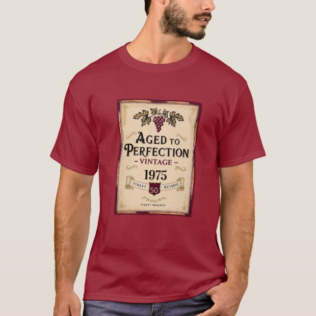 Camiseta 50.º vino de cumpleaños, envejecido a la perfecció (Anverso)