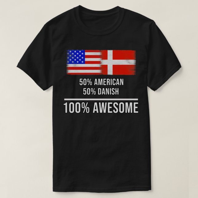 Camiseta 50 American 50 Danish 100 Awesome Gift para danés (Diseño del anverso)