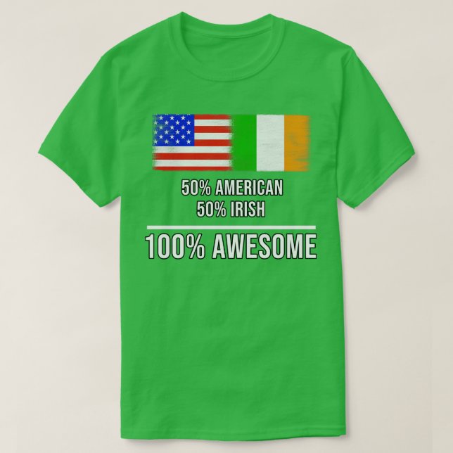 Camiseta 50 American 50 Irish 100 Awesome Gift para irlandé (Diseño del anverso)