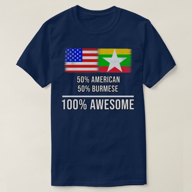 Camiseta 50 americano 50 birmano 100 maravilloso regalo par (Diseño del anverso)