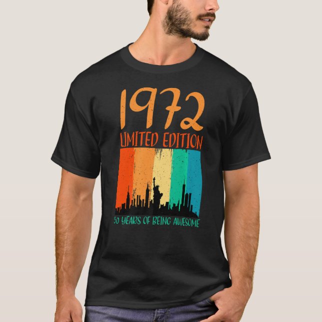 Camiseta 50 Aniversario Retro 1972 50 Años De Ser Awesom (Anverso)