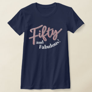 Camiseta 50 años cincuenta y fabuloso arte purpurina
