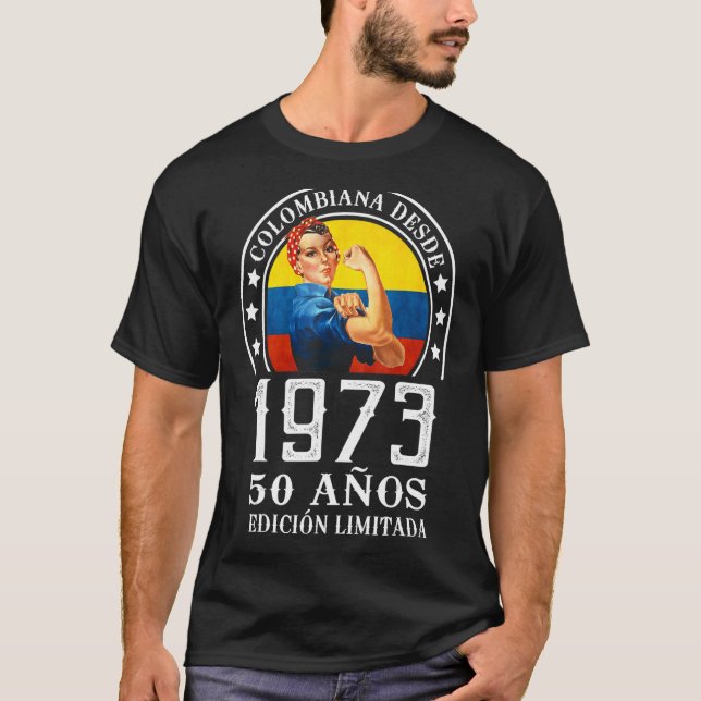 Camiseta 50 años de celebración cumpleaños mujer colombiana (Anverso)
