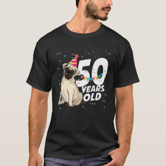 Camiseta 50 Años De Edad Funny Mascota Pug Dog Lover 50