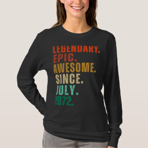 Camiseta 50 años de edad increíble desde julio de 1972 50º