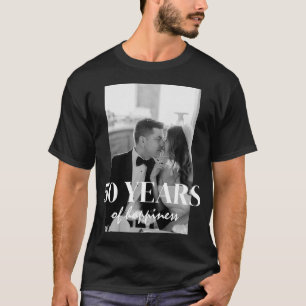 Camiseta 50 Años De Felicidad Elegante Aniversario De Boda