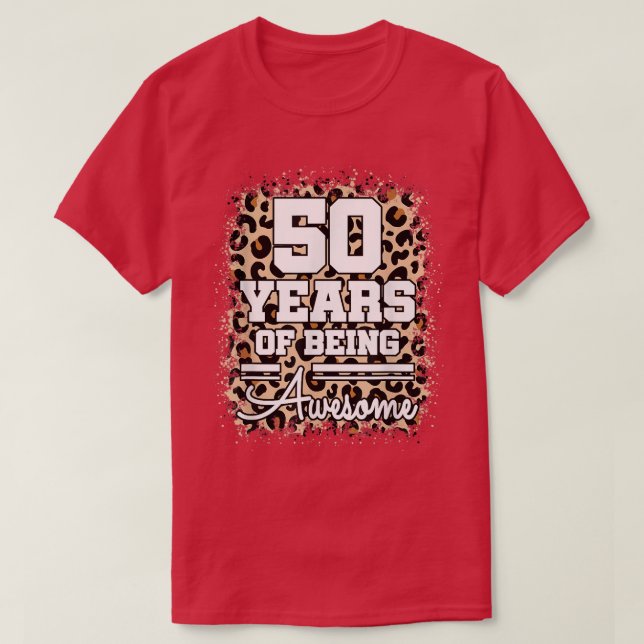 Camiseta 50 Años De Impresionante Leopa De 50 Años (Diseño del anverso)