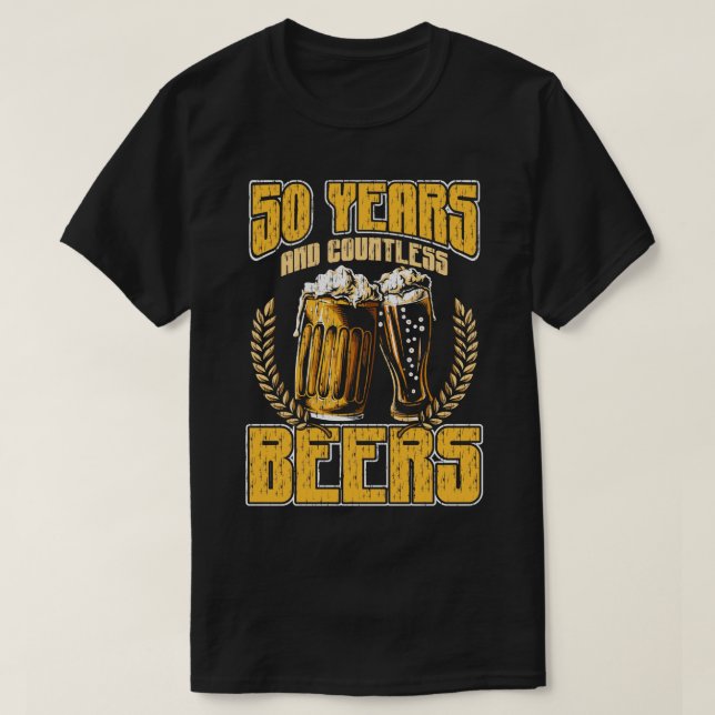 Camiseta 50 Años e incontables Beers asombrosos festejos g (Diseño del anverso)