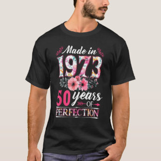 Camiseta 50 Años Hecho En 1973 Flor Floral 50 Años