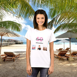 Camiseta 50 años personalizado foto mujer monograma rosa