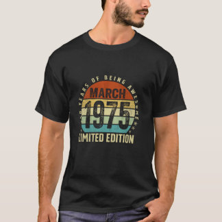 Camiseta 50 años Vintage marzo 1975 Retro 50 cumpleaños