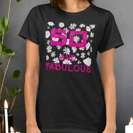 Camiseta 50 años y fabuloso personalizado floral de color r